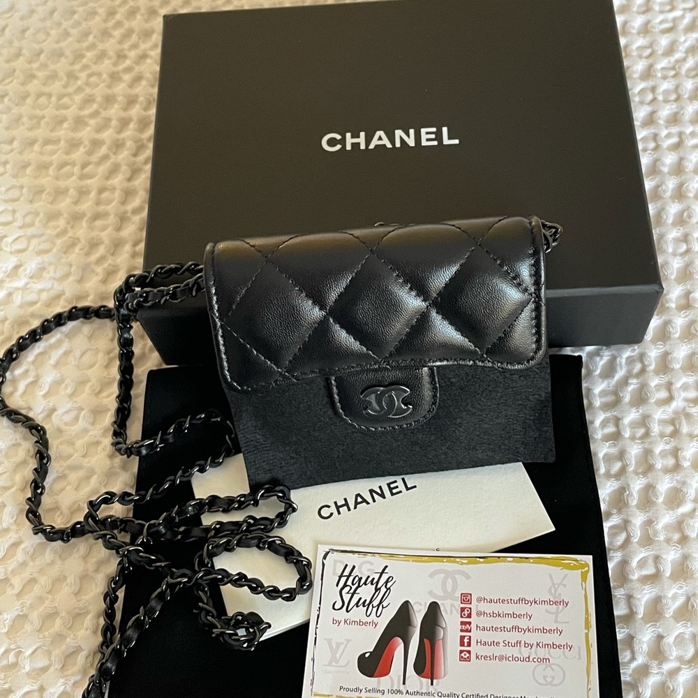 NEW Chanel So Black Mini Woc Cardholder 21B Bag - Picture 3 of 15